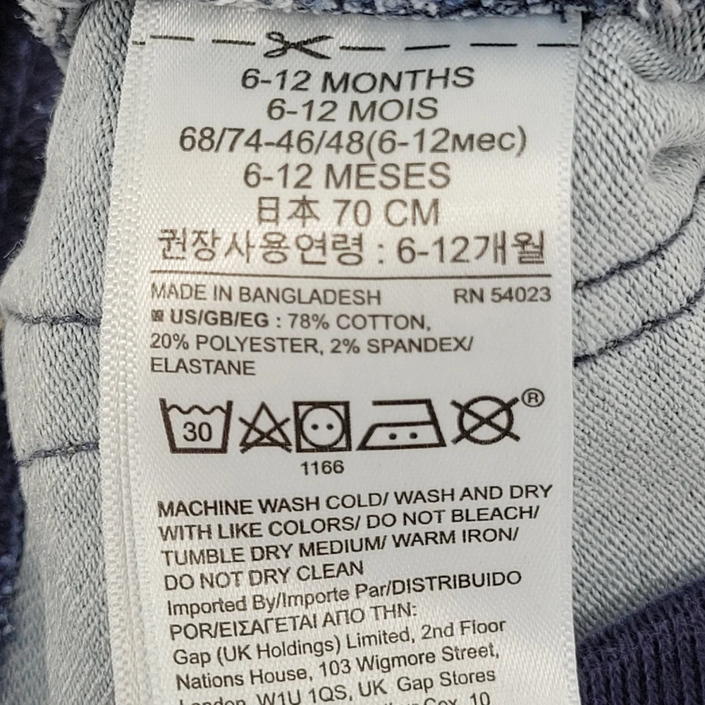 Gap Denim Jeans My 1st Easy Slim Stretch Elastic Waistband Distressed Sz 6-12mo
